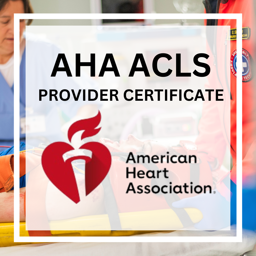 Curso de certificación de proveedor de ACLS de la AHA (conferencia y práctica, 4 horas)